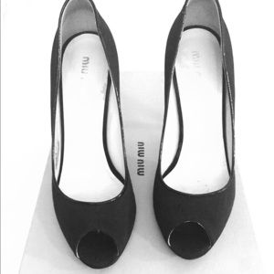Black peep toe miu miu heels